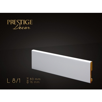 Listwa przypodłogowa MDF Prestige Decor L 8/1 - 16mm - biała - RAL 9003/RAL 9016 - ZAPYTAJ O RABAT