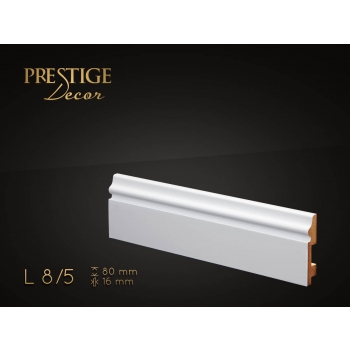 Listwa przypodłogowa MDF Prestige Decor L 8/5 - 16mm - biała - RAL 9003/RAL 9016 - ZAPYTAJ O RABAT