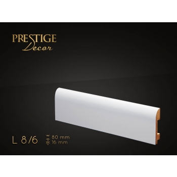 Listwa przypodłogowa MDF Prestige Decor L 8/6 - 16mm - biała - RAL 9003/RAL 9016 - ZAPYTAJ O RABAT